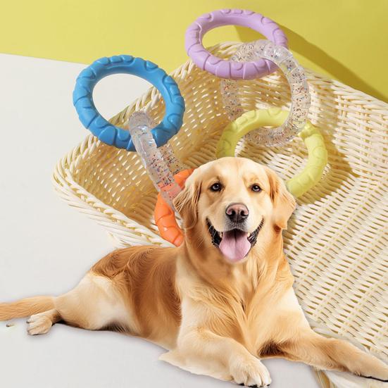 3-Ring Tug Dog Toy for Aggressive Chewers Tough Ring Dog Chew Toy for Pet Training Teething Interactive Fetch Toy for Puppy Small Medium Large Breeds