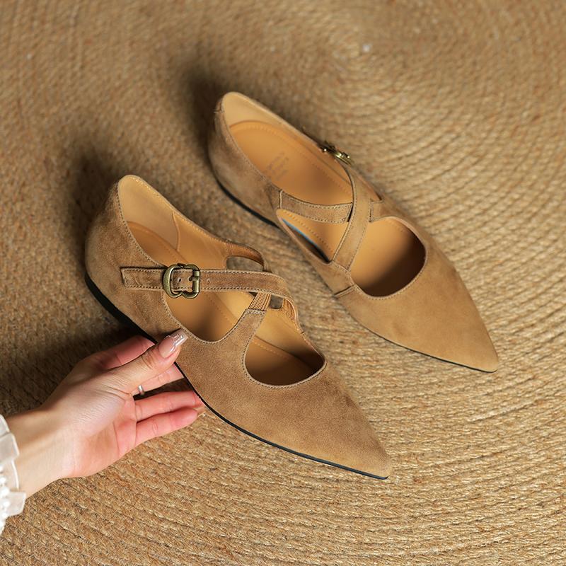Fashion 2025 New Classic Retro Women Flats Buckles Loafers Suede Quality Metal Decoration Casual Shoes Ladies Fashion Dress Mocasines