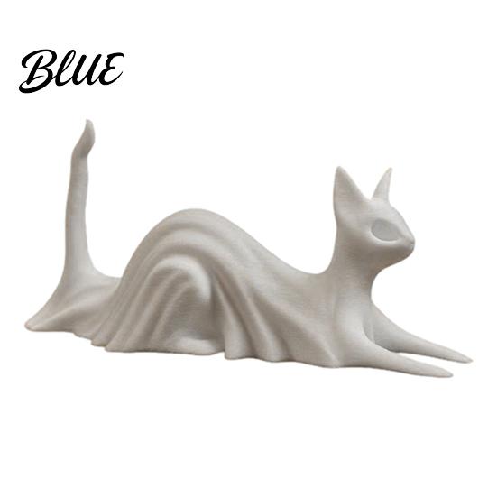 Solid Structure Desk Ornament 3D Printed Cat Ghost Buddy Cute Halloween Kitty Figurine for Matte White Table Centerpiece Office Shelf Spooky Kitten