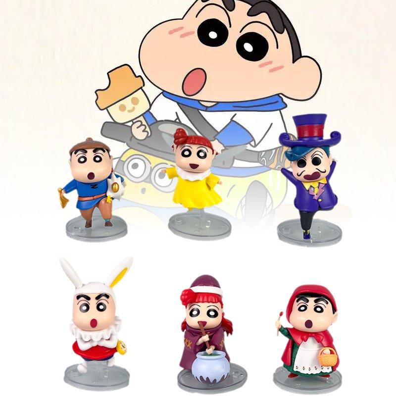 Crayon 6pcs Shin Chan Toy Doll Pvc Model Desktop Decoration Ornament Gifts Child