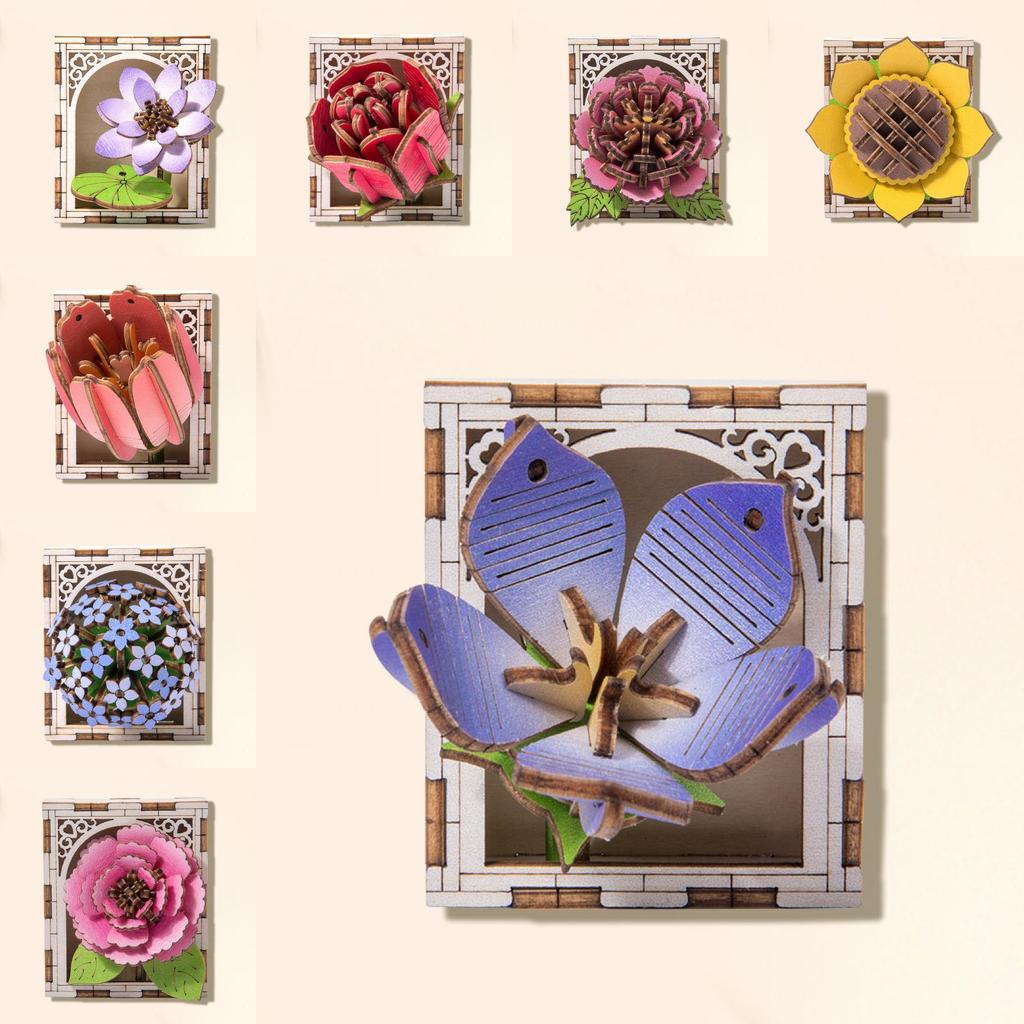 Wooden Magnetic Flower Puzzle Refrigerator Magnets For Kids Creative Play And Educational Fun