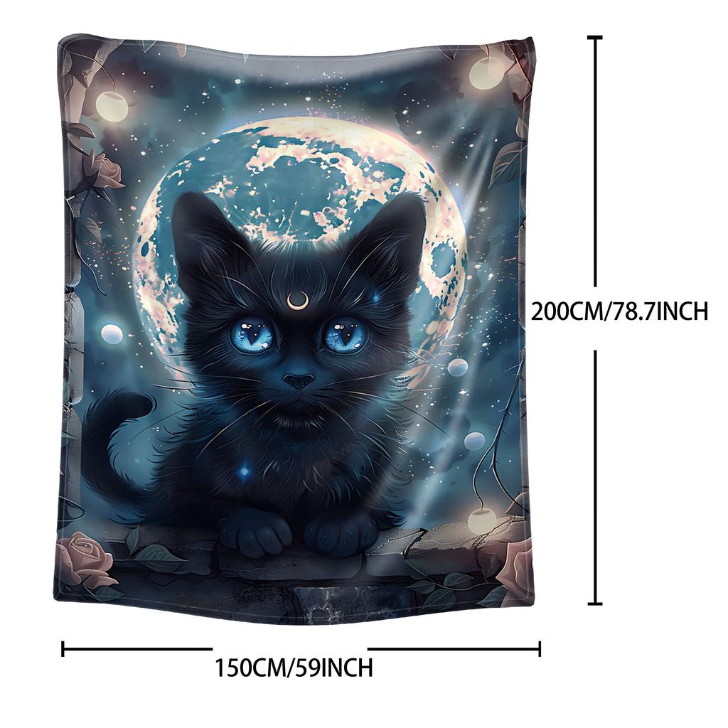 Contemporary Cat Print Throw Blanket - Cute Animal Motif Soft Lightweight Accent for Sofa Bed Travel Office Gift