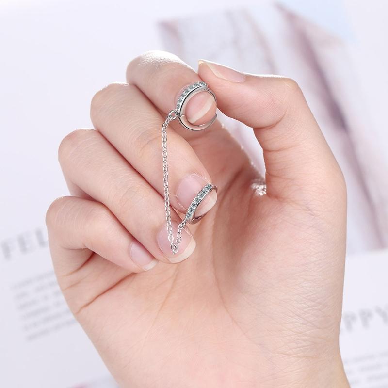 Two Holes Connecting Earrings Piercing Chain Hoop Earrings Huggie Wrap with Chain Dainty Earrings Jewelry for Women Girl