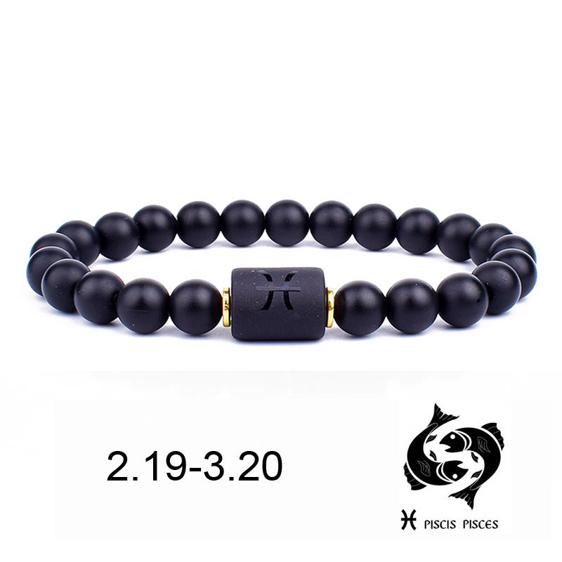 12 Constellation Bracelets Natural Black Onyx Bead Bracelet Star Sign Constellation Horoscope Couple Bracelet Friendship Jewelry