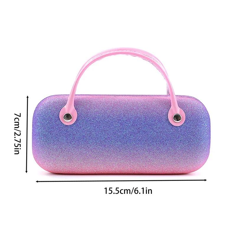 Y2K Color Block Rainbow Glasses Case Cool Cute Handbag Inspired Eyeglasses Jewelry Box Storage Bag Container With Handle