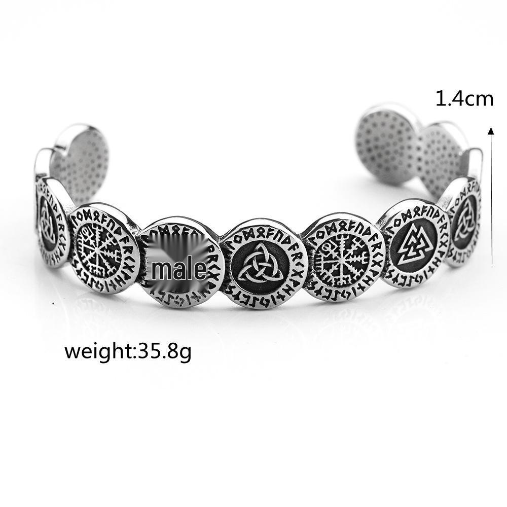 Nordic Viking Stainless Steel Rune Cuff Bracelet