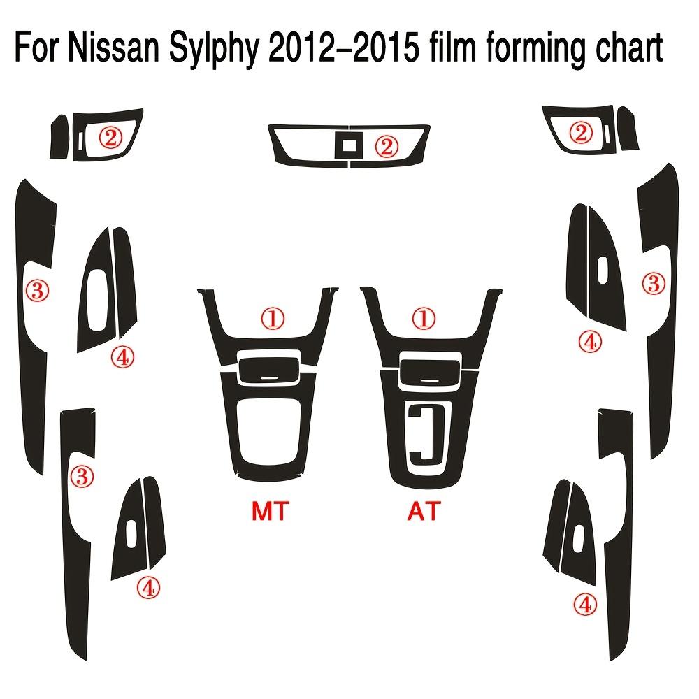 For Nissan Sylphy Sentra B17 2012-2015 Interior Central Control Panel Door Handle Carbon Fiber Protective Film Car Accessorie