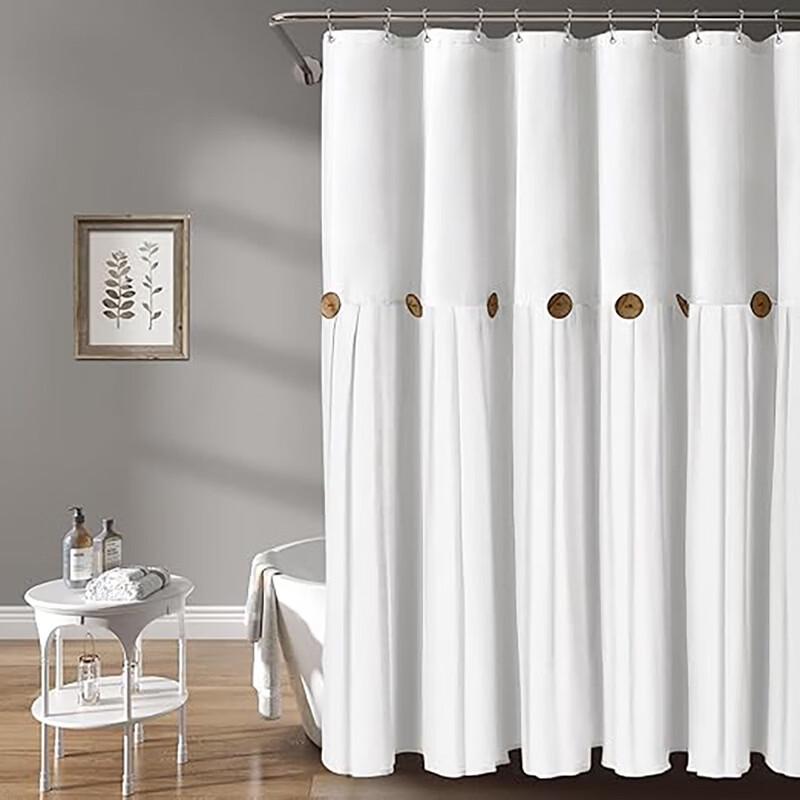 Handon Button Splicing Skirt Hem Shower Curtain