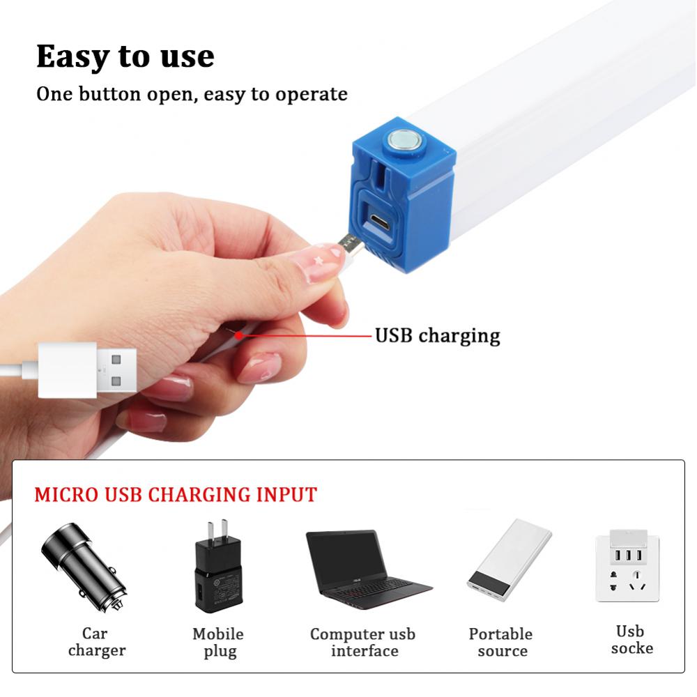 15/30/50CM LED Tube Night Light Magnetic USB Rechargeable Emergency Lights Outdoor Portable Long Strip Emergency Light