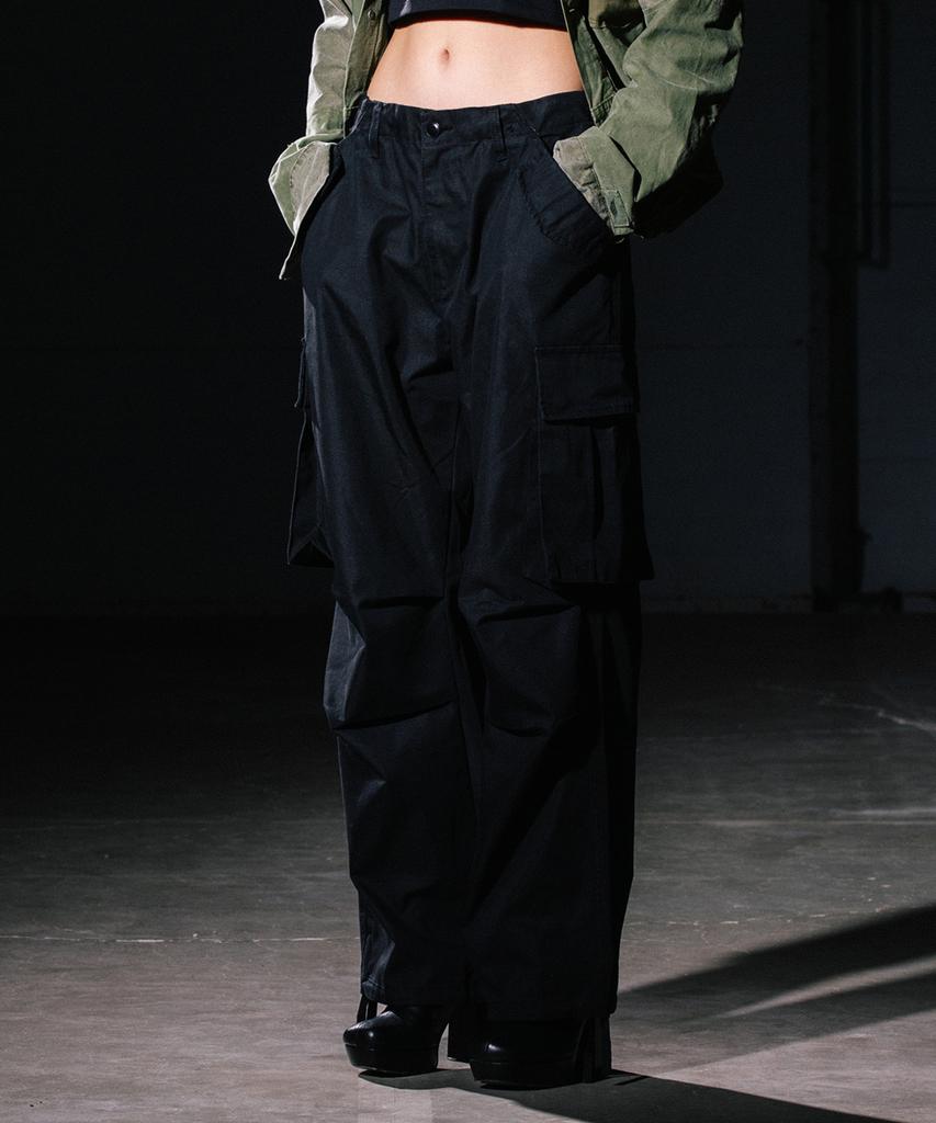 BIG UNION Pleated Cargo Pants / Black