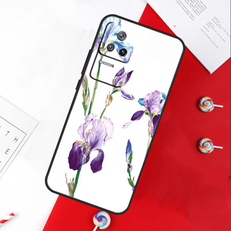 Iris Purple Flower Watercolor Cover For Xiaomi 14 Ultra 15 13 11T 12T 13T 14T Pro POCO X7 Pro X3 X5 X6 M6 F5 F6 Pro Case