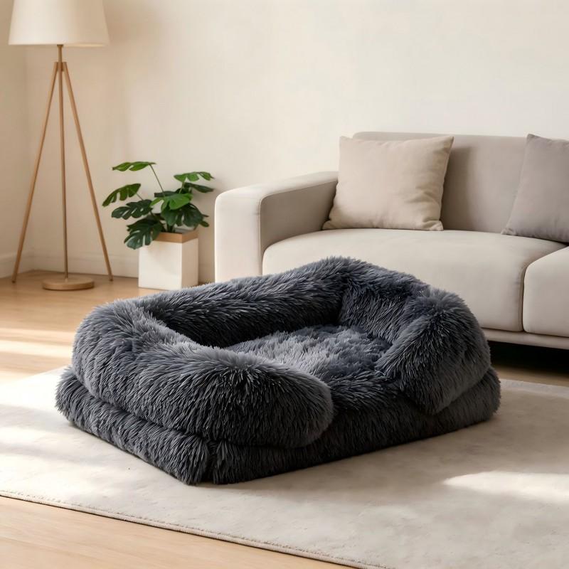 Washable Reversible Pet Bed Mat Dogs Double-Layer Thick Plush Cushion All-Season Indoor Use