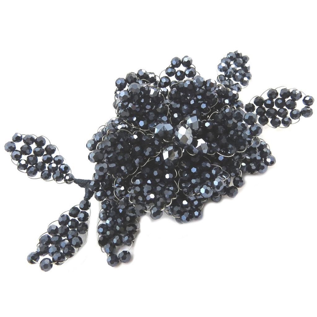 Lily-Crystal [P4414] - Broche artisanale 'Callas' gris - 12x6 cm