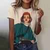 Women's round Neck Short Sleeve T-shirt Animal Print 3D Printing Street Style Loose Fit Summer Casual Wear Polyester Material