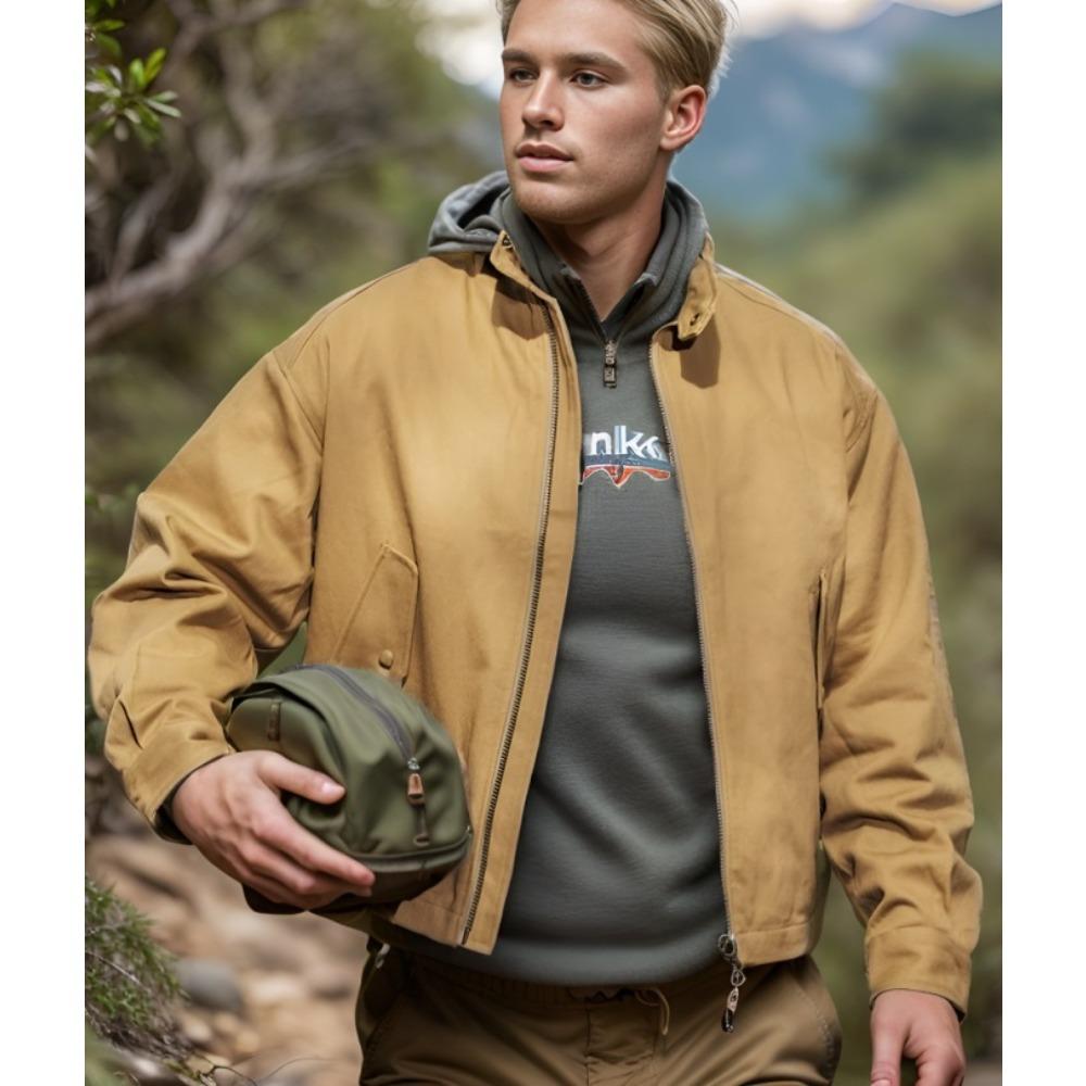 

2025 весна и осень новая куртка куртка однотонная мужская однотонная куртка на молнии XXL хаки