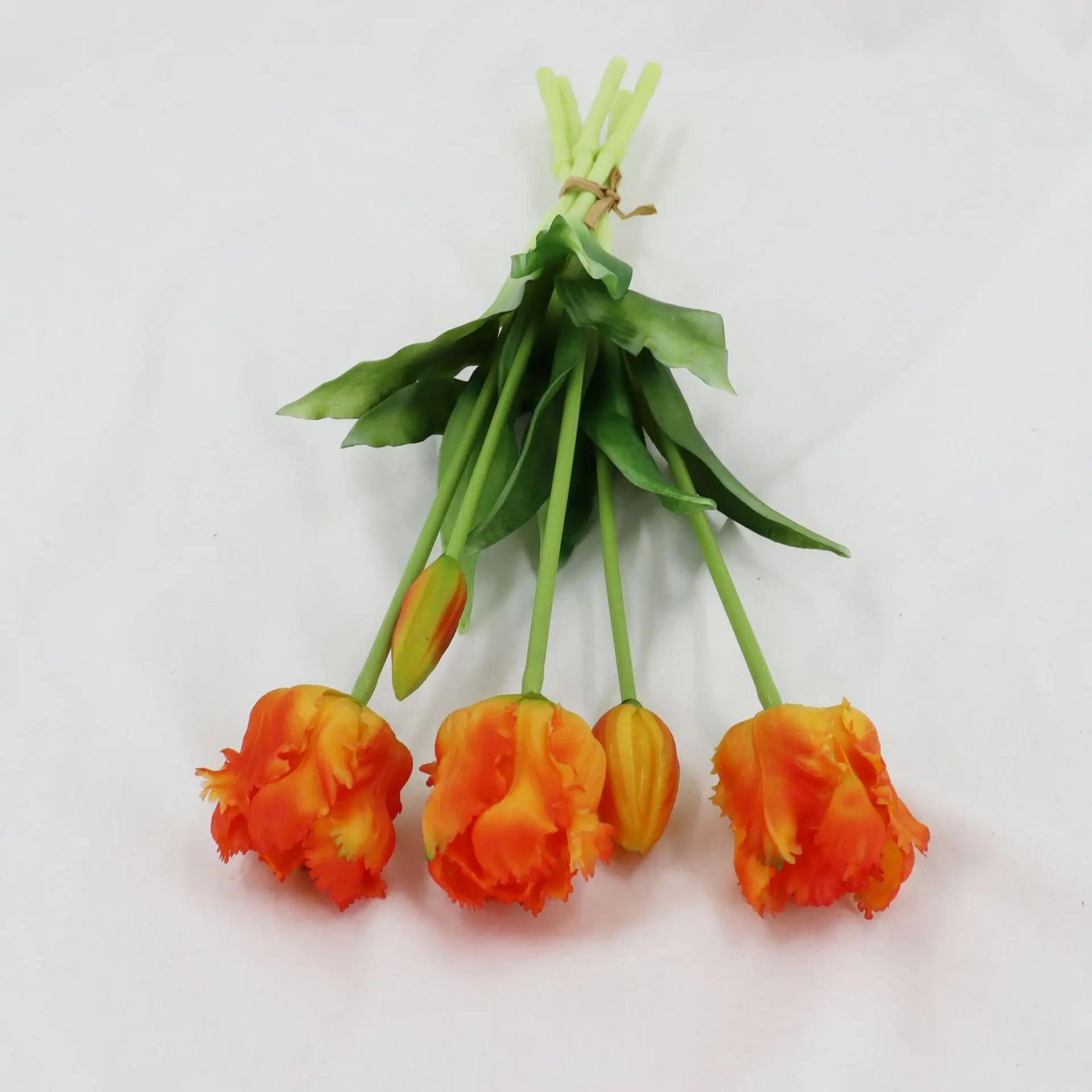 

5Pcs Parrot Tulip Artificial Flower Silicone Real Touch Bouquet 45CM Luxury Home Decorative Living Room Deco Flores Fake Plant
