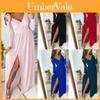 Autumn Winter Long Sleeve V Neck Dress With Spliced Design For Elegant Office Wear