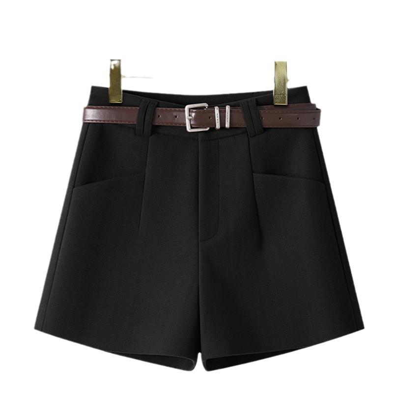 Women's High-Waisted A-Line Khaki Wool Shorts - Autumn/Winter 2024 Collection