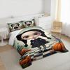 Duvet Cover Set Wednesday Addams Chibi Character Black Dress Braids Pumpkins Bats Graveyard Spooky Halloween Art Print for Adult Room Decor