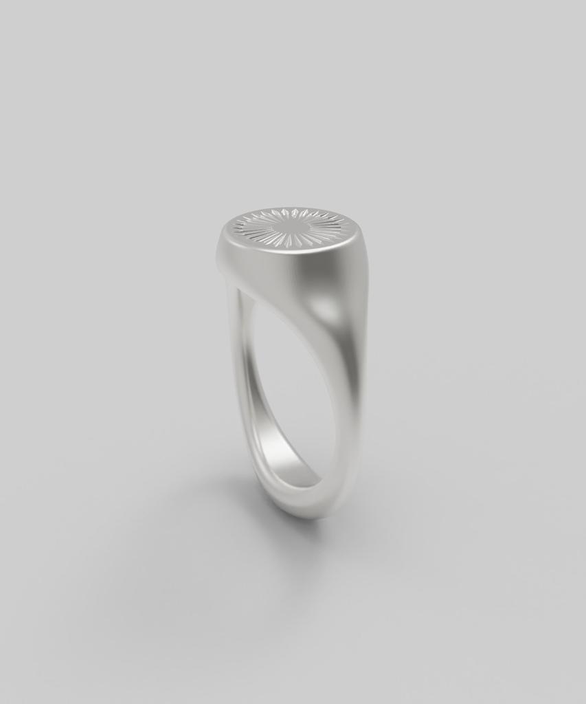 Reneobjet Sig Radial Engraved Ring [925 Sterling Silver] Signet Ring