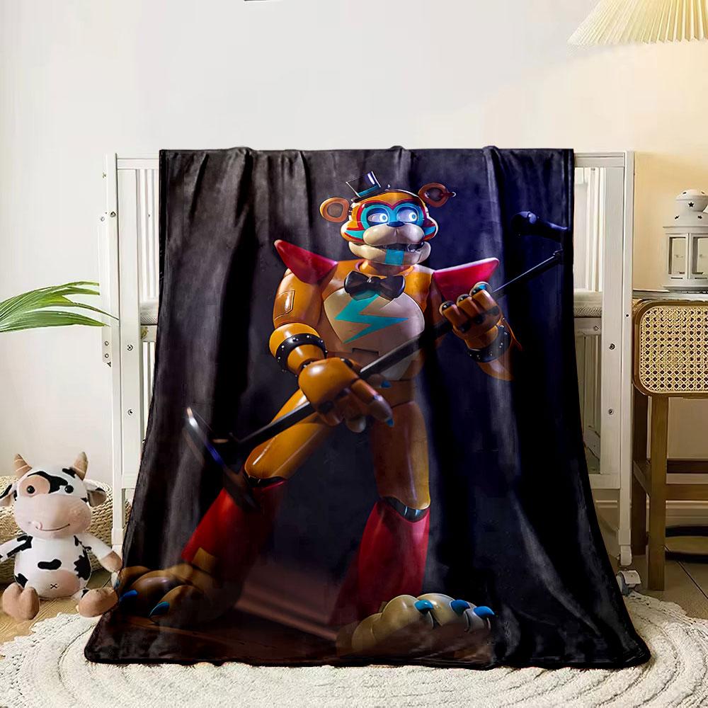 

Anthropomorphic bear-like figure with vivid colors holding a microphone stand. for all seasons blanket lunch break throw gift 80cm x 120cm