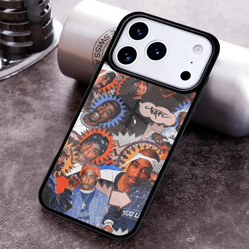 Rapper 2pac Singer Tupac Phone Case for iPhone 17 16 15 Pro Max Air 14 13 12 11 Plus Shockproof Capa Cover