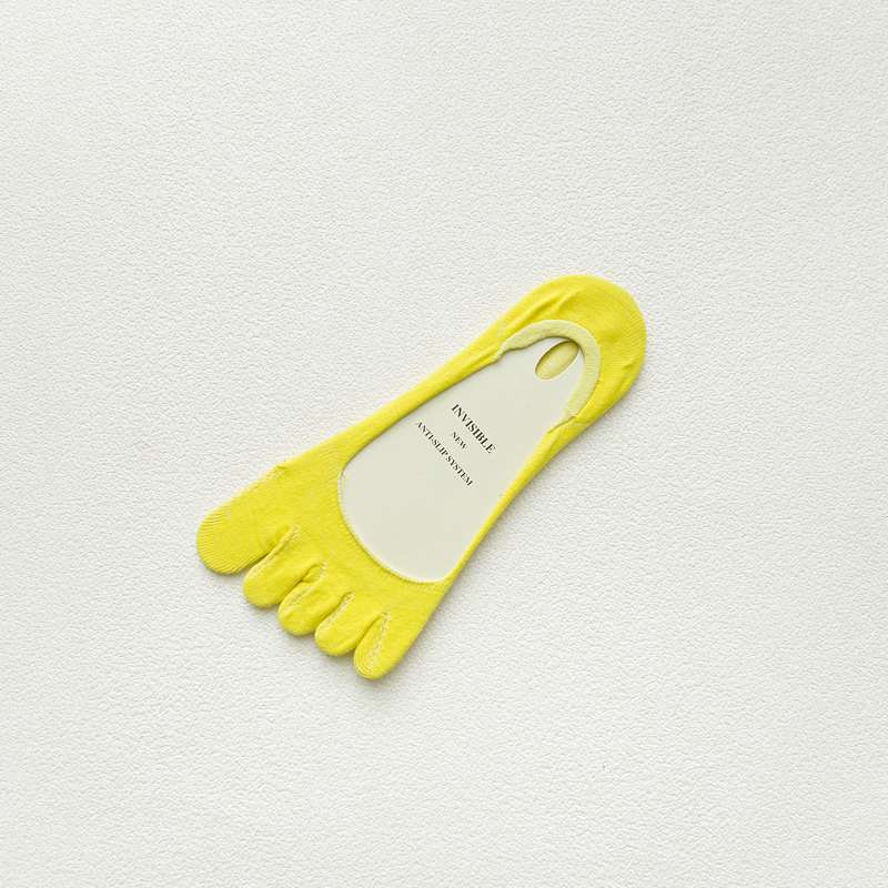 Five-Finger Socks, Thin Cotton, Sub-Toes, Shallow Mouth, Invisible Five-Finger Women S Socks, Weekly Boat Socks Do Not Lose Their Heels One size жёлтый