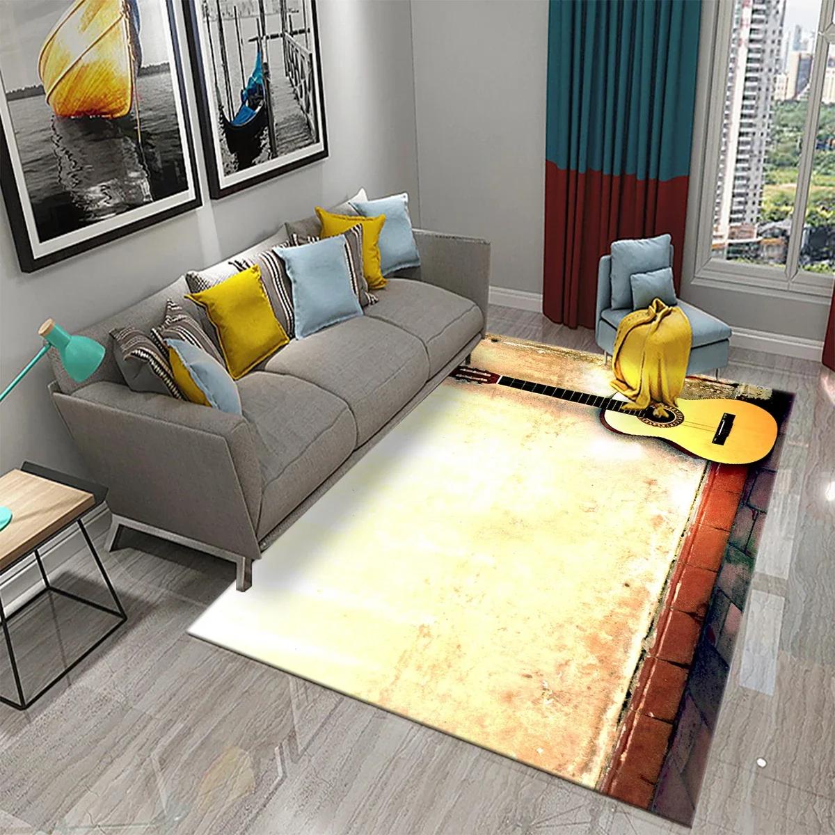 

3D Music Carpet Non Slip Rug for Living Room Bedroom Decorative Floor Mat with Instrument Design Bathroom Safe 40x60cm