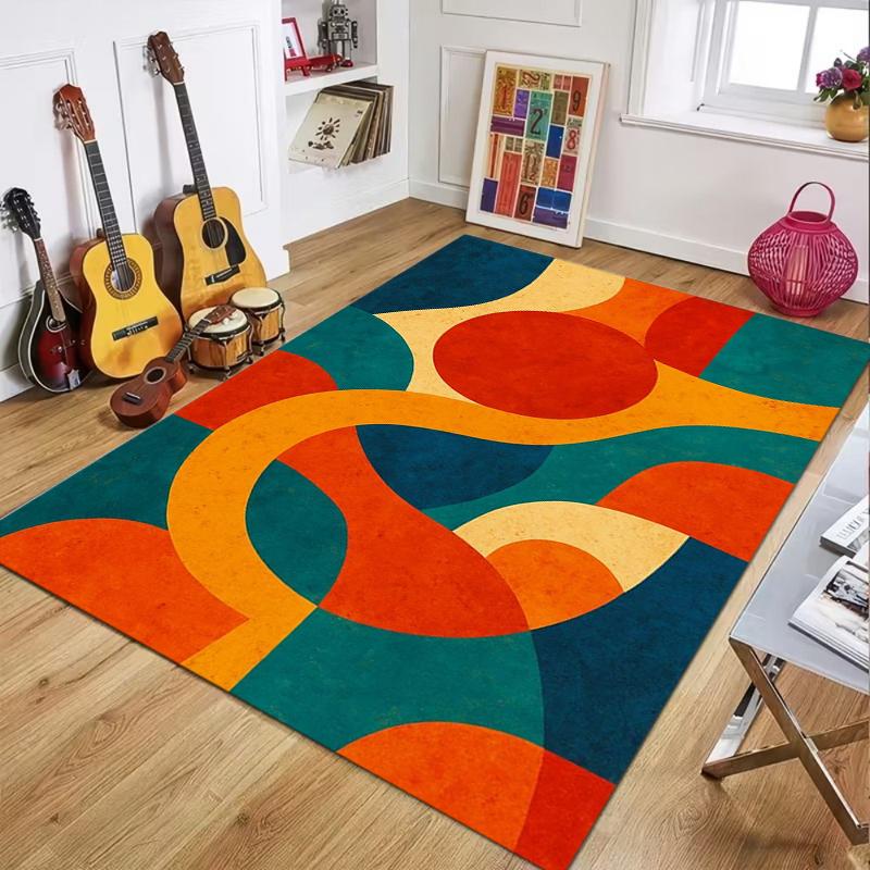 

Retro Abstract Curved Shape Print Non-Slip Area Rug Washable Absorbent Living Room Rug for Home Bedroom Kitchen Bathroom Decor 40X60CM