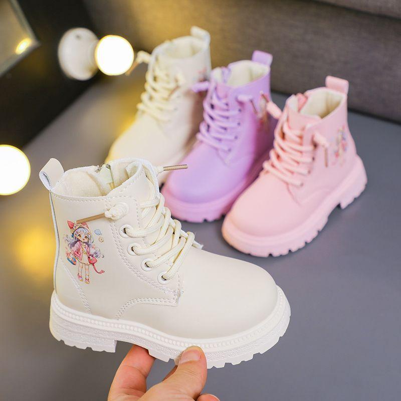 Girls' Fashionable Princess Leather Boots Spring and Autumn Children's  Boots