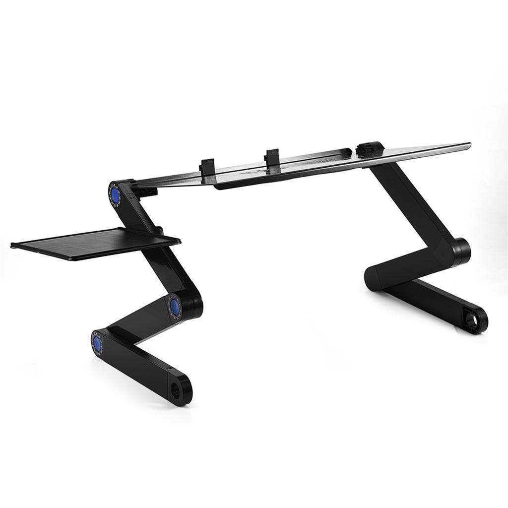 360 degrees Adjustable Foldable Laptop Desk Table Stand Holder w Cooling Dual Fan Mouse Boad Black