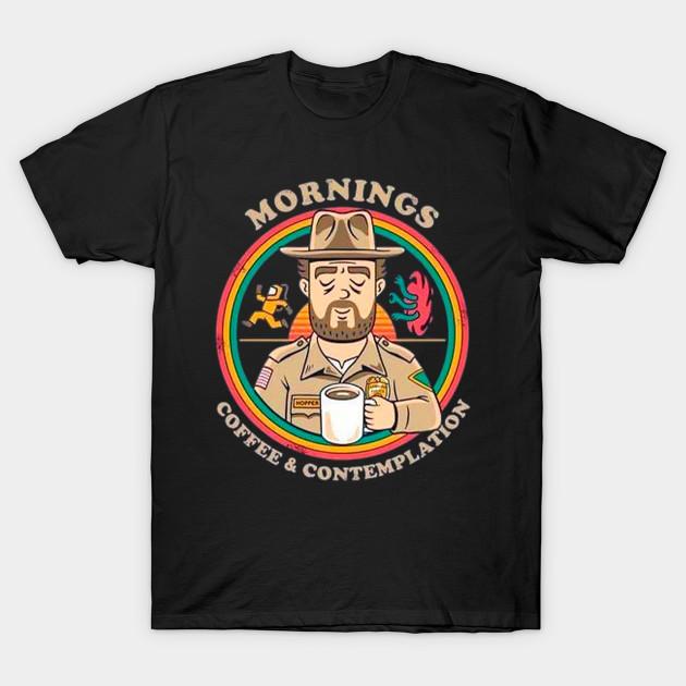 

Men Black Print T-shirt Mornings Coffee And Contemplation No-Cut Transfer Paper Print Cotton Tshirt M чёрный