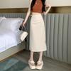 Gefalteter High-Waist A-Linien Bodycon Midi-Rock mit Schlitz für Damen 2025