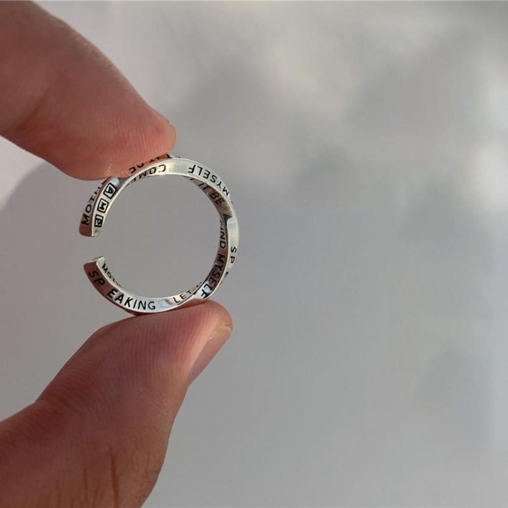 Niche Design Open Mouth Ring Simple English Graffiti Ring Fashion Mobius Ring  Men/Women