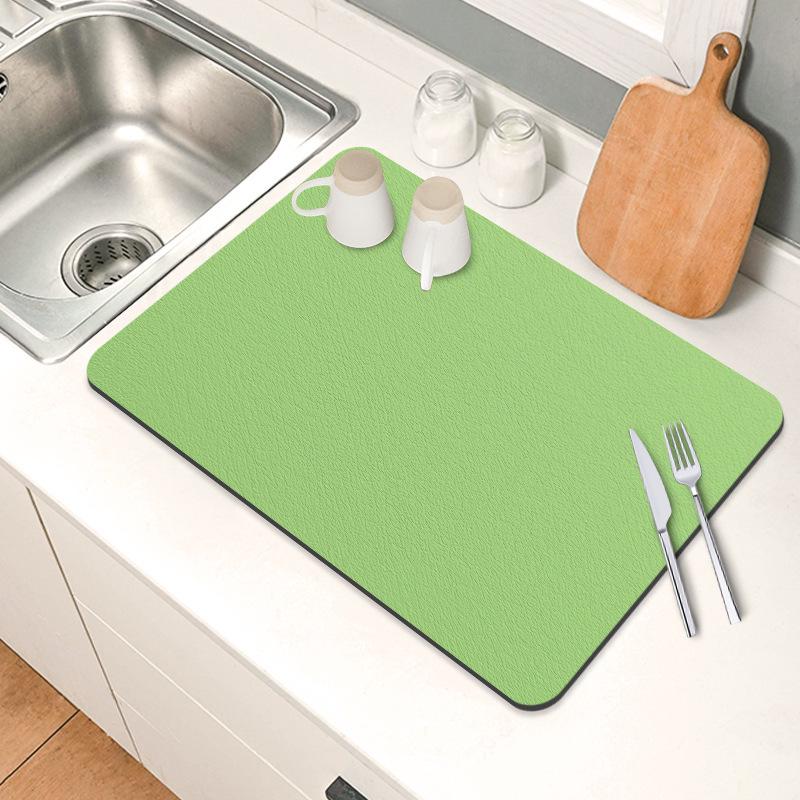Diatom Mud Water Absorbent Coaster & Drying Mat for Kitchen & Bar 30x40cm (2.5mm thick) зелёный