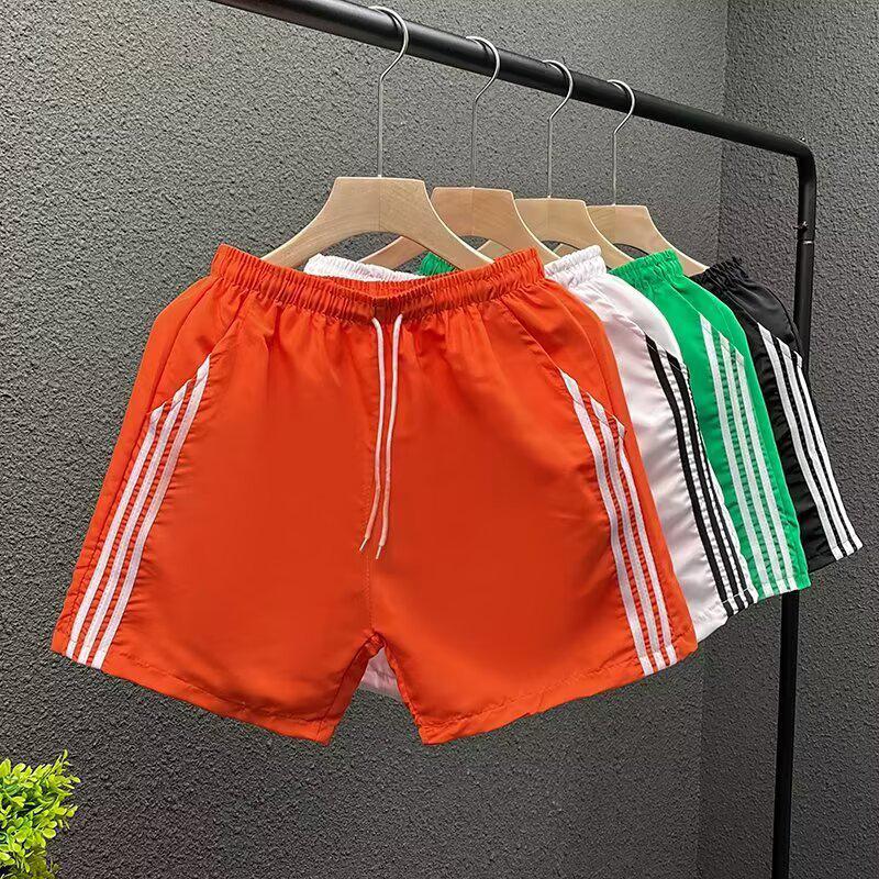 

Korean Style Summer Three-Stripe Mid-Length Sports Shorts - Unisex Trendy Loose Fit 2XL білий