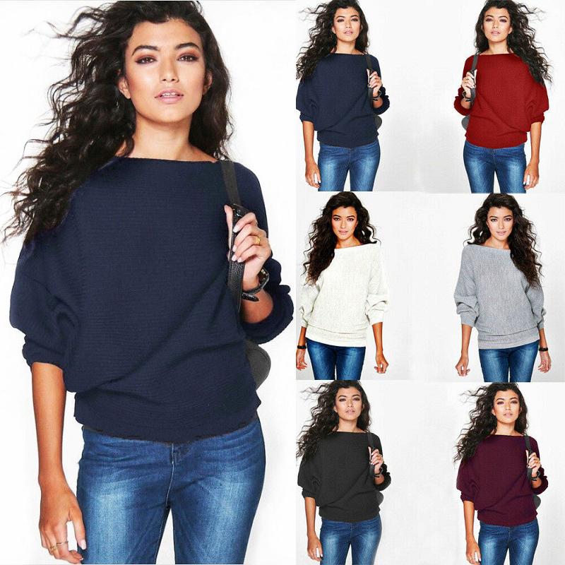 Sleeve Womens Long Baggy Ladies Pullover Top Knitted Oversized Sweater Jumper