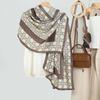 Women's simple rattan grid printing silk scarf, simple and versatile photo scarf, autumn and winter cold-proof and warm scarf