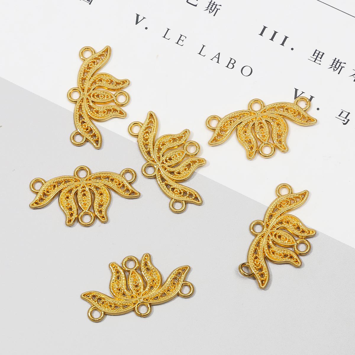 

5/10 шт. Металлические подвески-лотосы, подвески-соединители для самостоятельного изготовления ювелирных изделий, аксессуары 34x18mm 5pcs золотой