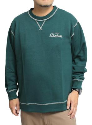 Genuine Dickies Men's Plus Size Cardboard Crew Neck Sweatshirt with Color-Scheme Stitching, Size 3L, Green (40)