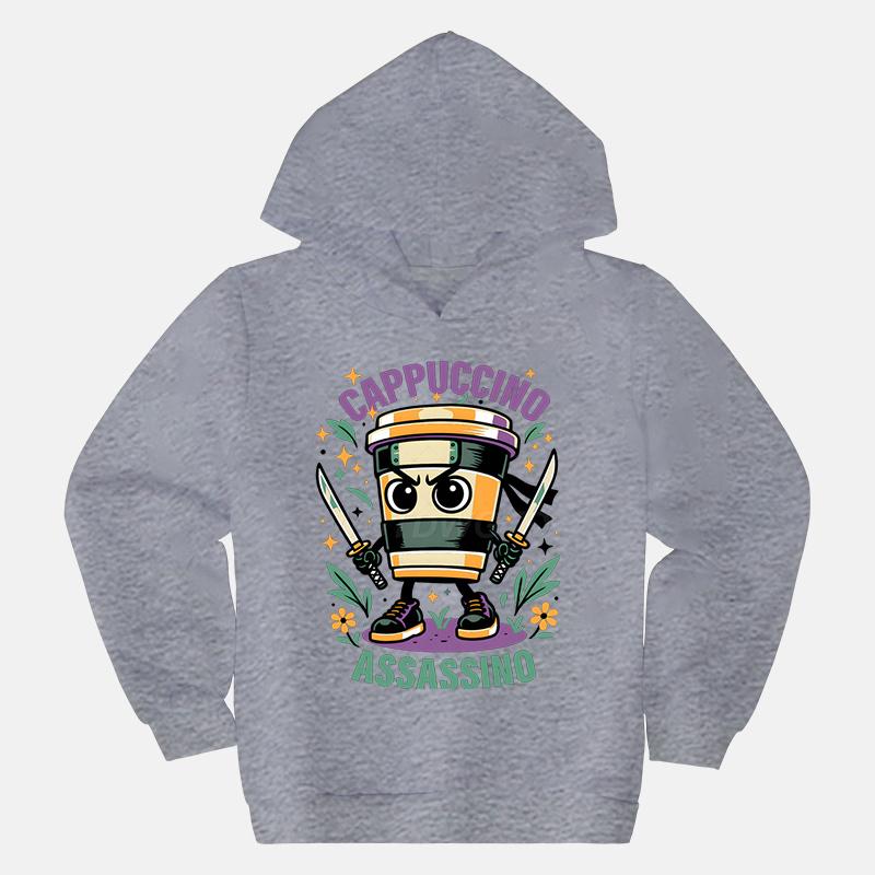 Cappuccino Assassin Kids Clothes Fashion Casual Hoodies Italian Brainrot Funny Gift for Baby Girl Boy New Sweatshirts Outfits