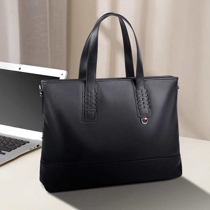 Geantă de Modă pentru Bărbați din Piele Naturală, Capacitate Mare, Casual, Oficială, Geantă de Mână pentru Bărbați din Piele de Vacă cu Granulație Superioară