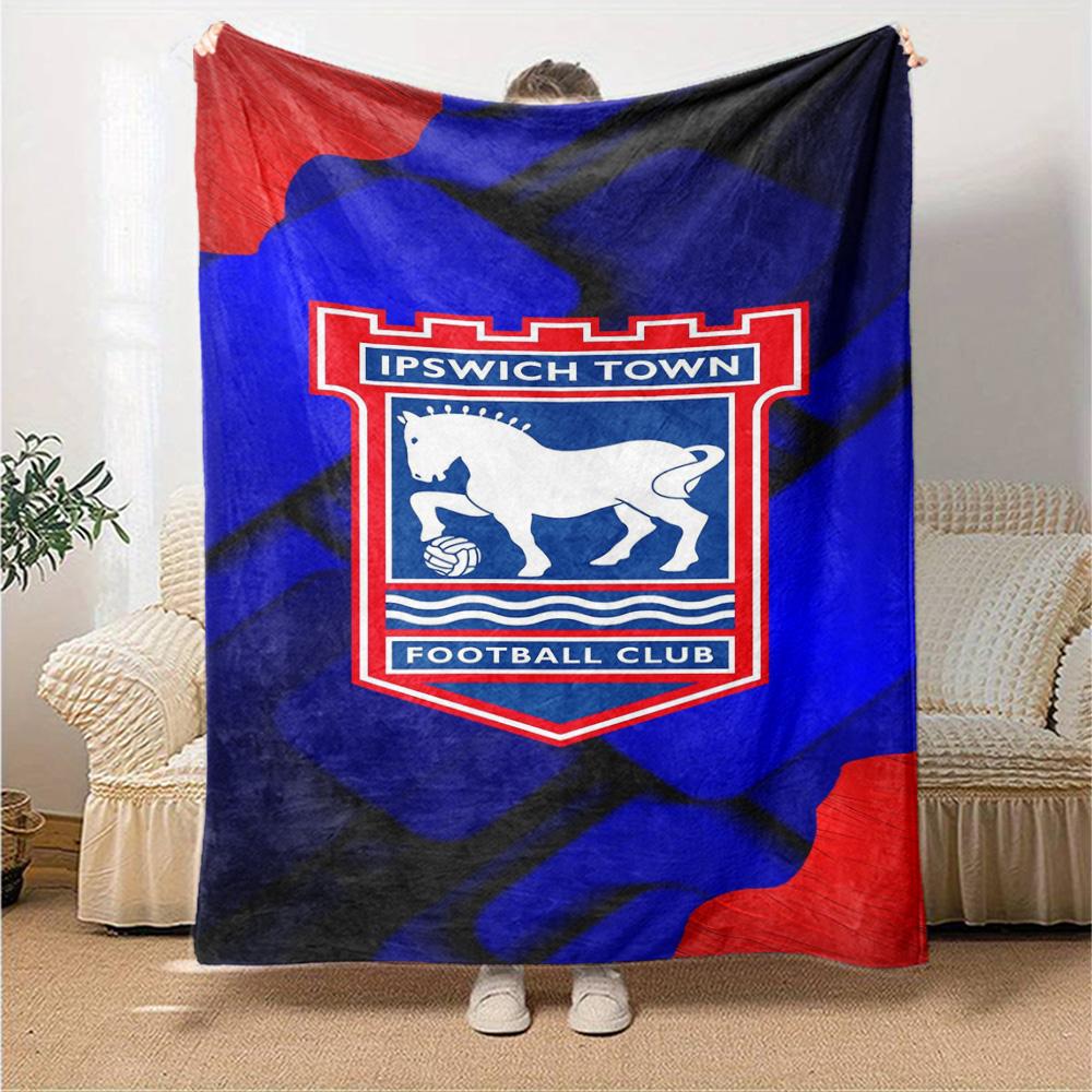 Ipswich Town FC Print Flannel Blanket High Quality Warm Comfortable Cover for All Seasons Perfect for Gifts Home Decor