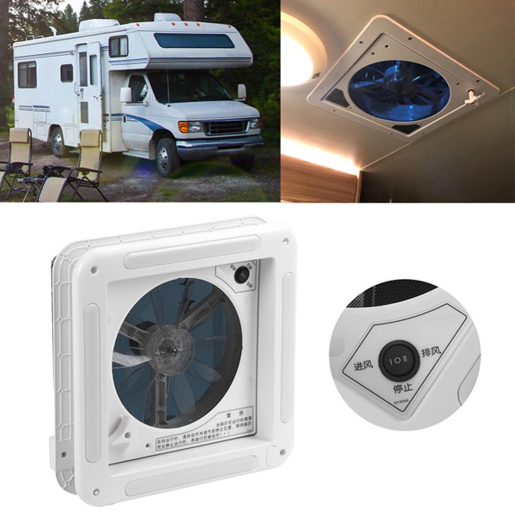 12V Manual Control Vents Fan Ceiling 2‑Way Air Ventilation with LED Light for RV Caravan Bus 11 X 11