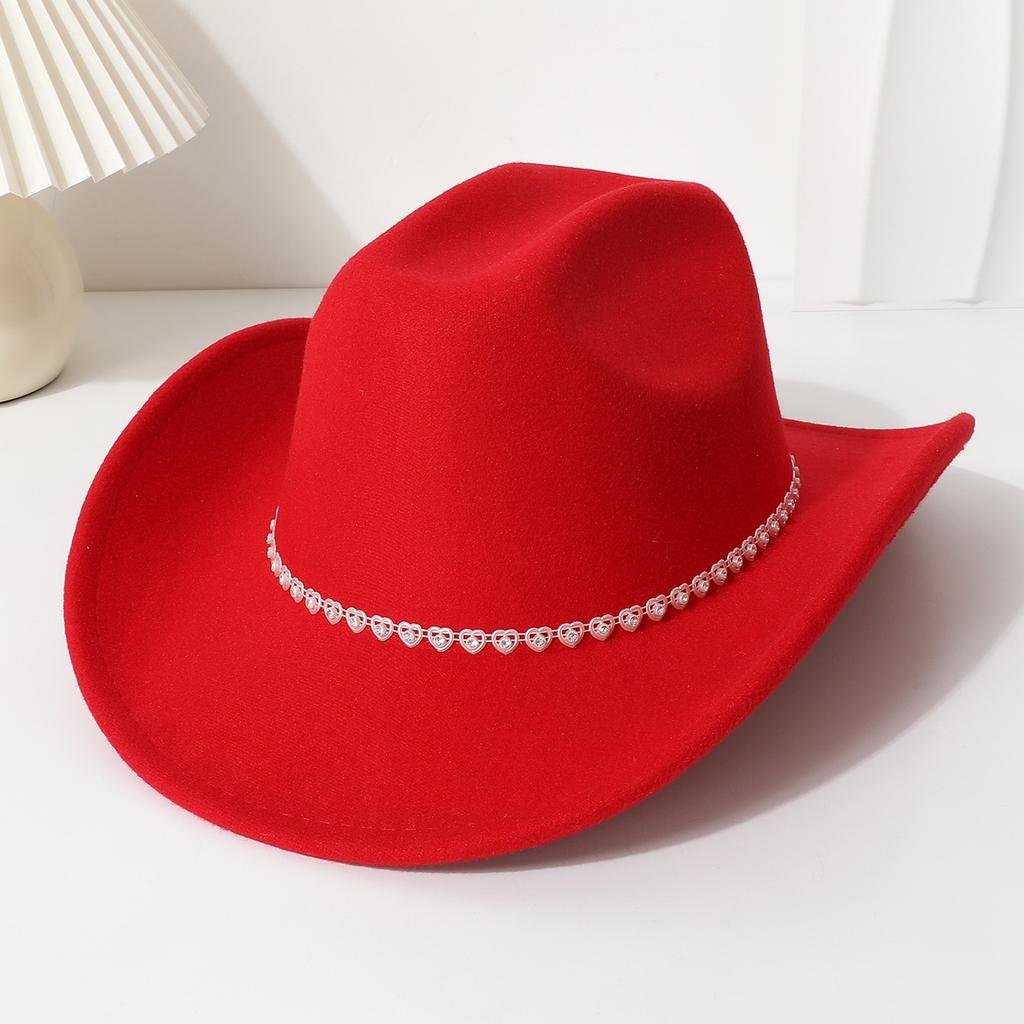 Strass Kleines Herz Damen Western Cowboy Zylinder Herren und Damen Party Freizeit Zylinder Filzhut