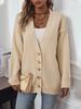Women's Fashion Casual V-neck Single-breasted Long-sleeved Knitted Cardigan Sweater Jacket