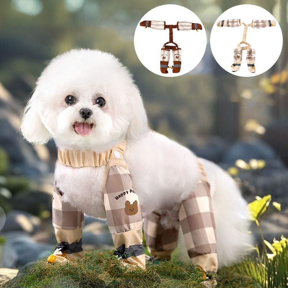 Full Leg Protection Dog Four-Legged Pants Reflective Stripe Dog Jumpsuit Shoes  Pet Strolling