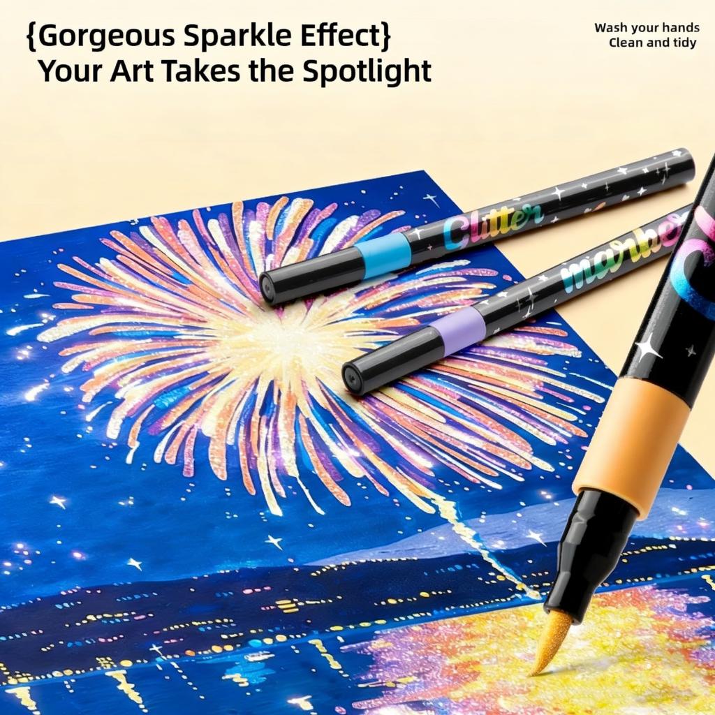 48/36/24/12 Colors Glitter Art Markers Metallic Paint Marker Pens DIY Crafts Birthday Cards, Making Poster, Album