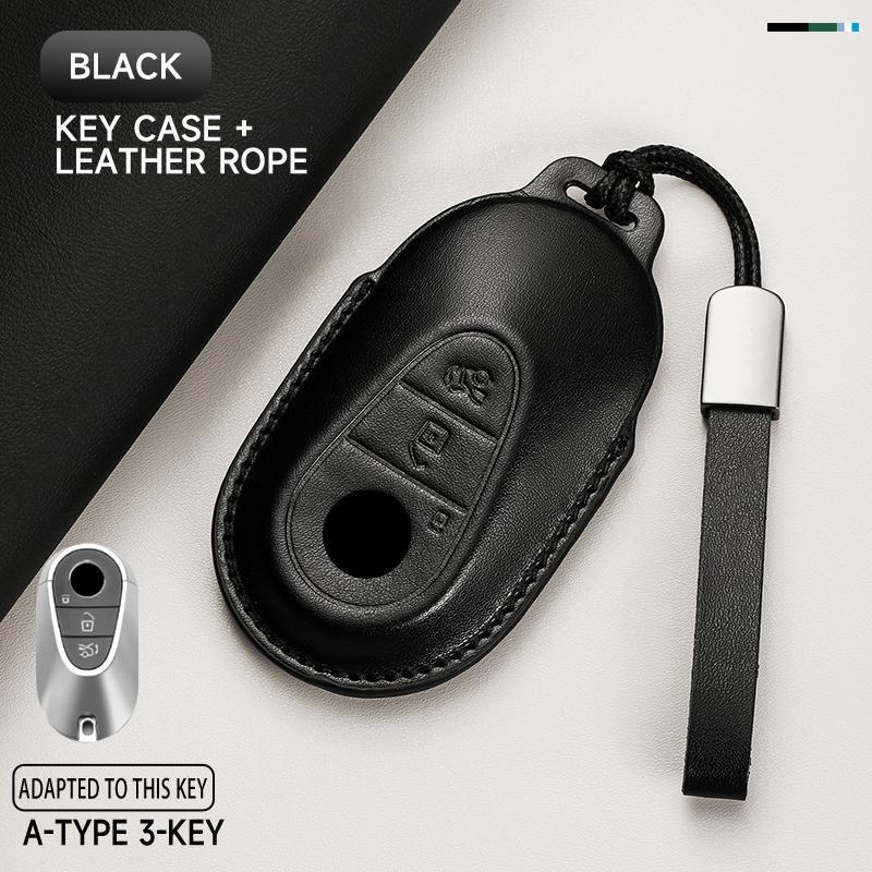 Genuine Leather Car Key Case Cover Key Bag For  Mercedes Benz A C E S G Class GLC CLE CLA GLB GLK GLS Protect Set Accessories