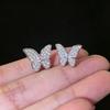 Japanese and Korean Sweet Cool Style Earrings, Sweet Micro Zircon Butterfly Stud Earrings Internet Celebrity Temperament Fairy Earrings